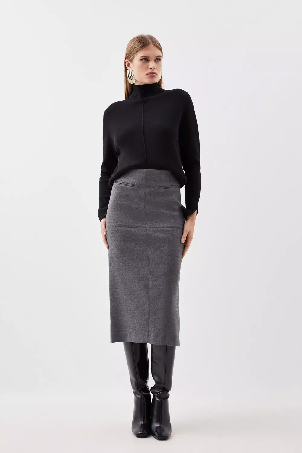 Grey tailored pencil clearance skirt